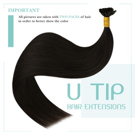 Darkest Brown U Tip Hair Extensions - Real Human Hair Keratin Tip - 16 Inch Fusion Remy - 50G 1G/S