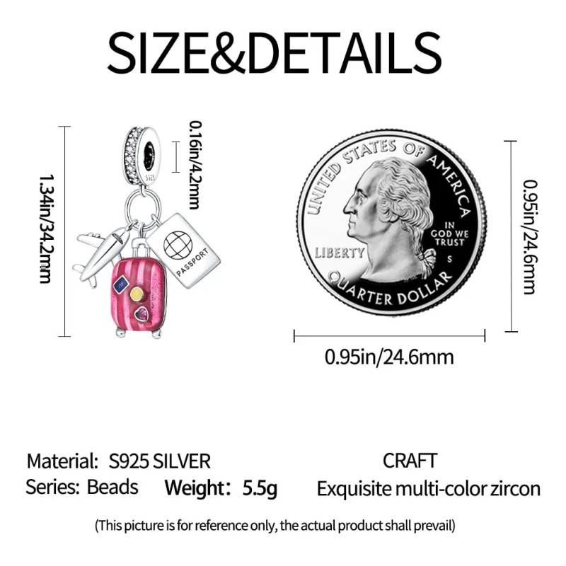 Dije Viajes En Airplane De Plata 925 Premium Charm 1