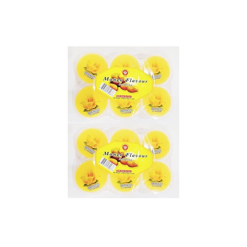 Mango Flavour Pudding with Nata De Coco, (3.88 OzX6Cups),2 Pack