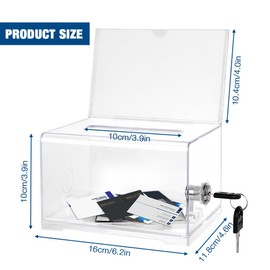 PLLYPE Donation Box Lockable, Lockable Donation Box with Key, Donation Box Sealed, Comment Box, Losbox Lockable with Stickers for Business Cards, Votes, Sweepstakes