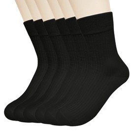 6 Pair Women Cotton Crew Socks, Casual Dress Socks for Trouser, Breathable Soft Calf Socks for Girls and Ladies Size 5-9