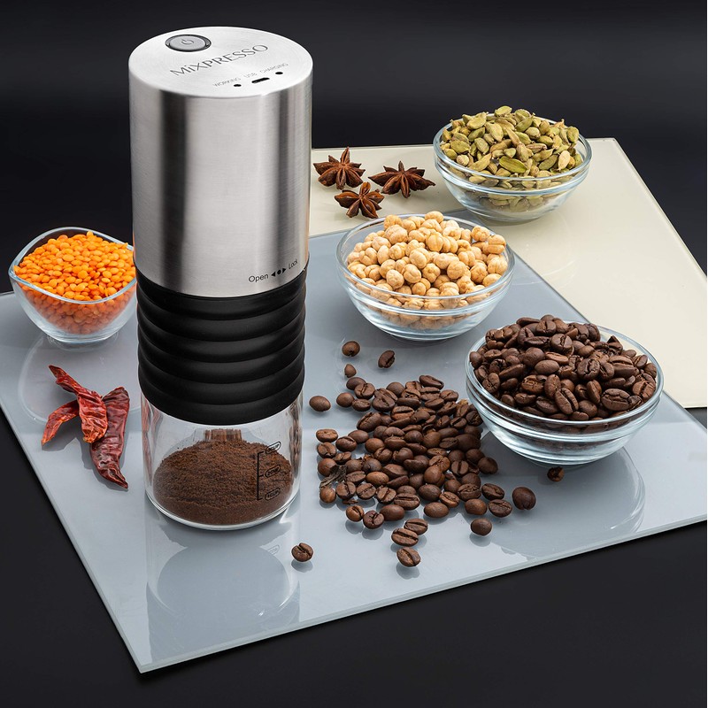 Mixpresso Electric Coffee Grinder With USB And With Easy On/Off
