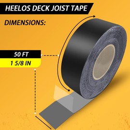 Heelos Butyl Joist Tape for Decking, 1-5/8''x 50', 10 Pack - Weatherproof Sealant Tape, Waterproof Self-Adhesive Flashing Tape for Beams and Roof Joists