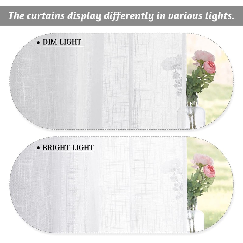 RYB HOME White Semi Sheer Curtains 84 inches Long -
