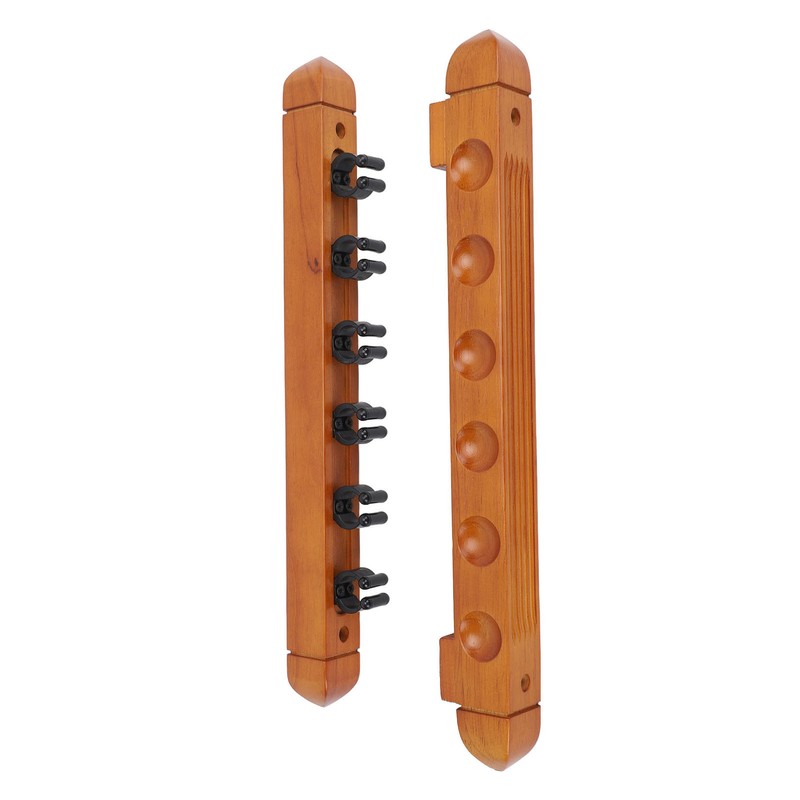 Wall Mounted Billiard Pool Cue Rack 6 Cues Wooden Billiard