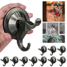 Suction Cup Hooks,10 Pack Reusable Suction Cup Hangers with Ultra-Thin Adhesive Disc on Smooth/Uneven Surfaces,Removable Large Suction Cups For Bathroom,Glass,Door,Windows,Kitchen (Vintage Copper)