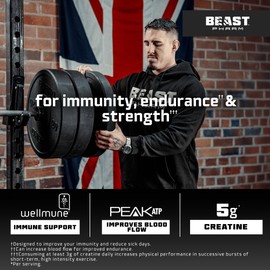 Beast Pharm Beast Pharm | Creatine Monohydrate Powder 5000mg | 390g/30 Servings | Creatine Powder Daily Formula | Eddie Hall's Big D | Cranberry