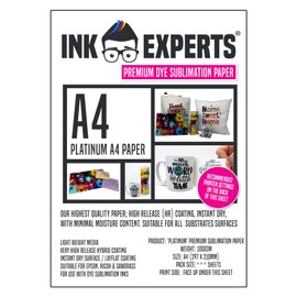 Ink Experts 100gsm Platinum A4 Premium High Release Dye Sublimation Paper (50 Sheets)