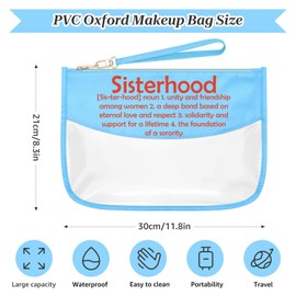 Sisterhood Gifts for Women Blue Makeup Bag with Zipper Big Sister Sorority Gifts Inspirational Friendship Quotes Cosmetic Travel Organizer Bestie Birthday Present