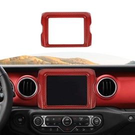 RT-TCZ for Jeep JL Center Console Radio Display Panel Trim Cover for Jeep Wrangler JL JLU Gladiator JT 2018-2023 Red Carbon Fiber Interior Accessories 8.4 inch