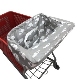 Shopping Cart Cover | High Chair and Grocery Cart Cover for Babies, Kids, Infants (Grey Elephant)