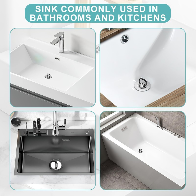 brileze Sink Plug Universal Chrome Bath Plug Replacement 45mm Drain