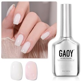 GAOY- Esmalte de uñas en gel rosa claro transparente, 16 ml, 2 colores 1352 1482, blanco lechoso gelatinoso, translúcido, remojo UV