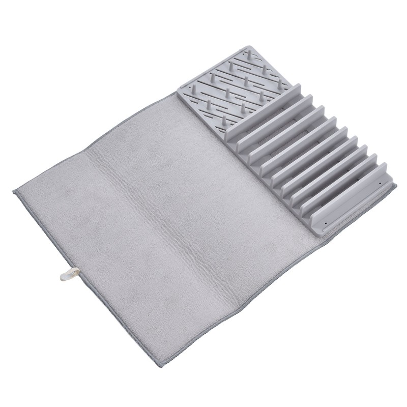 Dish Drying Mat with Rack Water Absorption Folding Design Dish