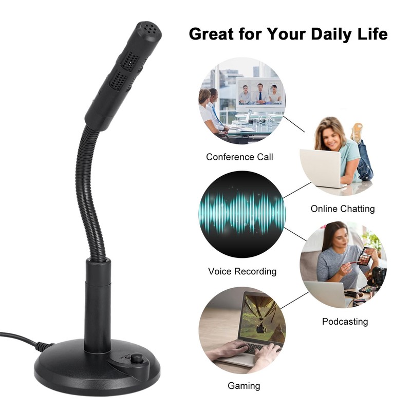 USB Microphone Adjustable Hose Desktop Computer PC Live Broadcast Business