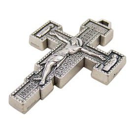 Needzo Religious Silver Tone Classic Renaissance Crucifix Pendant, 1 3/4 Inch, Pack of 2