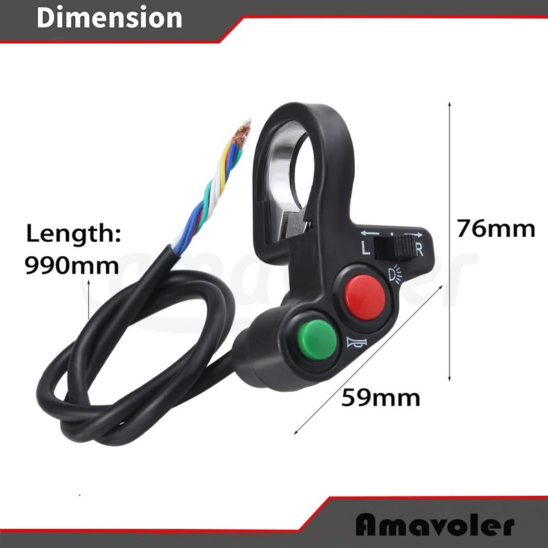 Amavoler Universal Motorcycle Horn Turn Signal Headlight Switch 7/8'' 22mm