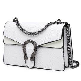 Travistar Crossbody Bag Women's Handbag Small Shoulder Bag Leather with Adjustable Chain Shoulder Strap, White, Utility