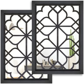 Wocred Set of 2 Rectangular Wall Mirror,Gorgeous Rustic Farmhouse Accent Mirror,Black Entry Mirror for Bathroom Renovation,Bedrooms,Living Rooms and More(11”x15”)