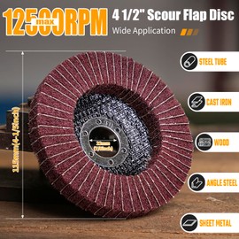 Junchamp 5Pcs 240 Grit Scour Flap Disc 4 1/2 Inch Coarse Polishing Grinding Wheel for Metal Stainless Steel Angle Grinder Scouring Pads Scuff Sanding Discs Paint Rust Remover