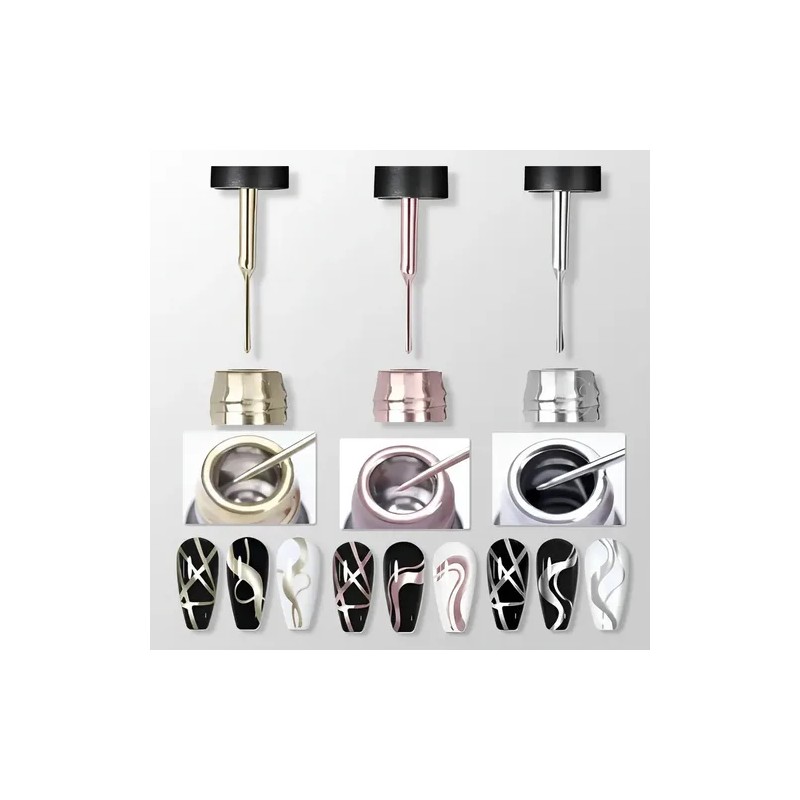 3 Pzas Esmalte De Gel Delineador Metálico Superbrillante
