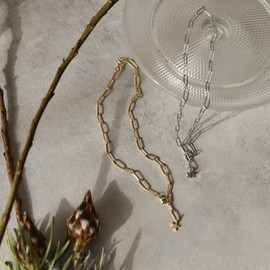 AJIRO ACCESSORY N129 Simple Chain, Surgical Stainless Steel, Star, Choker Pendant, Silver, Gold, Women's, Gift, Present Daily St0079