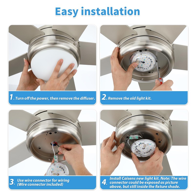 Caisens 4 Inch Ceiling Fan LED Light Replacement, 18W 6000K