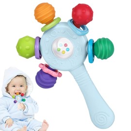Food - Quality Baby Rattle - Tooth Ring - BPA Free - Choking Rights - Design, Grip Strengthening, Suitable for Hearing Development and Teeth Development, Ideal for Babies Aged 0-36 Months (Blue)