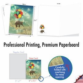 The Best Card Company 20 Assorted Blank Notecards Box Set 4 x 5.12 Inch with Envelopes (20 Designs, 1 Each) Elefantasy Adventures AM10307OCB-B1x20