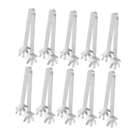 LABRIMP 10pcs Mini Stainless Steel Ice Tongs Hand Shaped Serving Clips for Ice Appetizers and Desserts Lightweight and Easy to Clean for Parties and Buffets