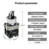 OELFFOW 2Pack Black 3-Position Selector Switch 2NO Metal Head Switch