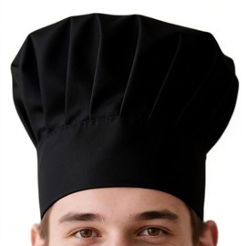 HoveBeaty Chef Hat Unisex Adult Mushroon Design Adjustable Kitchen Uniform Cap for Baking Party Cooking Restaurant (Black)