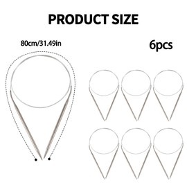 6pcs Set with 4mm Circular Knitting Needles, Circular Knitting Needles, Short Length 40cm for Socks, Hats, Gloves, and Small Knitting Projects, Includes 2.5mm, 3.0mm, 3.5mm, 4.0mm, 4.5mm, 5.0mm