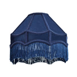 Handmade Victorian Empire Pendant Lamp Shade in Midnight Blue Velvet with Embroidered Trims and Tassels | 30cm x 19cm | for Pendant Floor or Table Lamp by Happy Homewares
