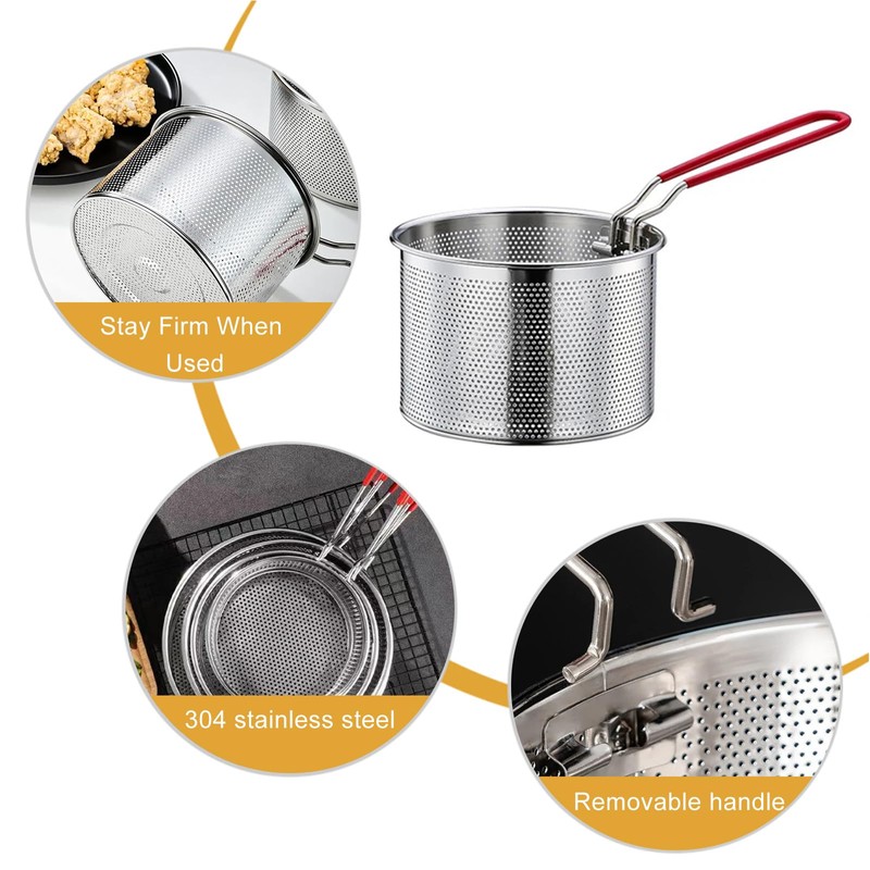 Frying Basket, Stainless Steel Pasta Basket, Fryer Basket with Long