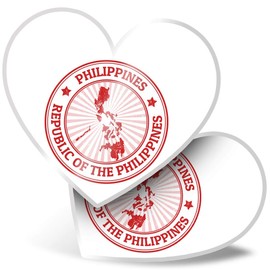 2 x Heart Stickers 15 cm - Republic of The Philippines Travel Map Fun Decals for Laptops,Tablets,Luggage,Scrap Booking,Fridges, #4730