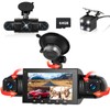 Podofo 360° Dash Cam Front and Rear Inside,4 Channel 3"