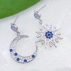 Hiqmic 925 Sterling Silver Post Star Moon Rhinestone Ear Stud