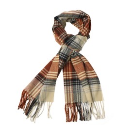 TZ Promise Men Women Tartan Plaid Check Stewart Scottish Soft Warm Winter Cashmere Feel Scarf (Brown/Beige/Black(70))