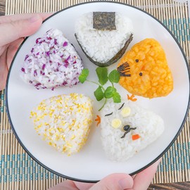 MXY Triangle Onigiri Mold Rice Ball Mold Maker Sushi Mold DIY Tool for Bento Box Set of 2 Molds with a Mini Rice Paddle (L-8152)