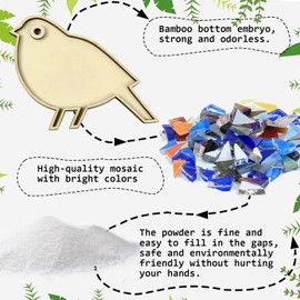 ZTIKSNYU DIY Glass Mosaic Tiles Bird Art Crafts Adults Mosaic Art Projects Home Decoration Creative Mosaic Glass Gift Kit for Kids 8 Ages Glass Pieces Mosaic Making Coaster Puzzle Gifts Christmas