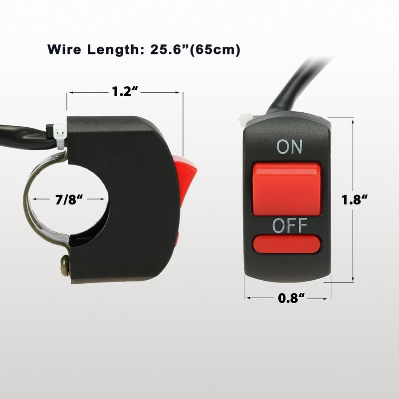 1 Piece Motorcycle Handlebar Switch Push Button On Off Switches
