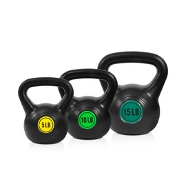 Fitvids Kettlebell Sets 3 Piece Strength Training KettleBells Weight Set 5lb, 10lb, 15lb Kettle Bell