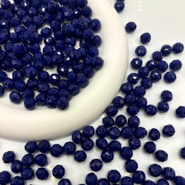 Chuxin 350Pcs Glass Beads for Jewelry Making, 6mm Briolette Crystall Glass Beads for Bracelets Making, Rondelle Faceted Darkblue Crystal Beads Bulk for Crafts Wine Charms Wind Chimes Suncatchers