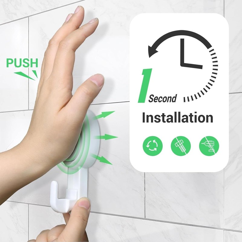 Boxonly Thin Hooks – Double Suction Cup Hooks, Heavy-Duty Towel