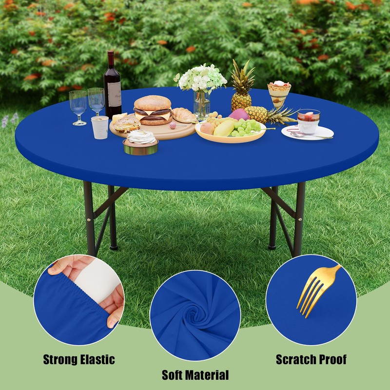 misaya 2 Packs Round Spandex Tablecloths, Stretch Elastic Tablecloth Cover