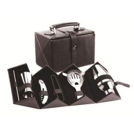 Cocktail Bar Set with Hard Leatherette Covered Carrying Case