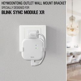 HeyMoonTong Outlet Wall Mount for Blink Sync Module XR, Space Saving Wall Holder Bracket for Blink Security Camera System with Short Charging Cable, No Messy Wires (1-Pack)