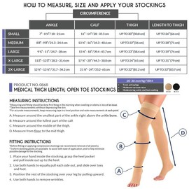 Truform 20-30 mmHg Compression Stockings for Men and Women, Thigh High Length, Dot-Top, Open Toe, Black, X-Large