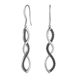 Black and white Infinity Dangle Earrings Infinity Love Zirconia Earrings for Women Statement Earrings 925 Sterling Silver Stunning Women's Earrings Hypoallergenic Earrings Great Gifts for Her FE0107K